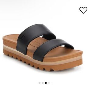 NWT Reef Black and Tan Platform Sandals Size 10
